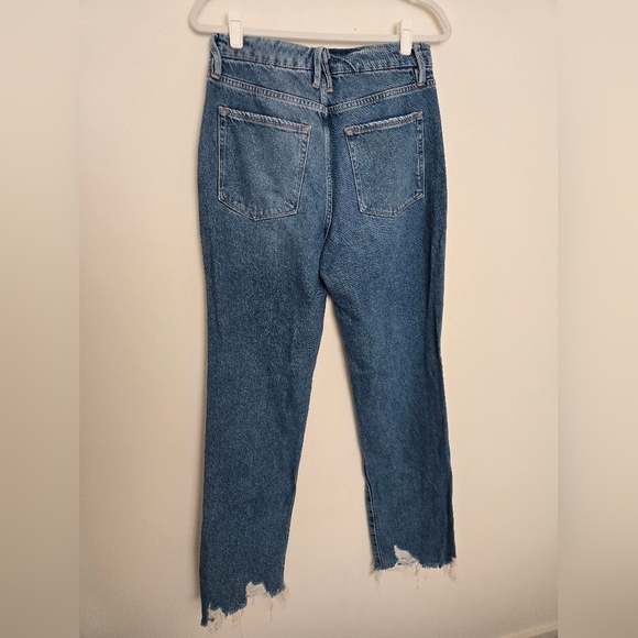 Good American Good Boy Button Fly Frayed Hem Blue Jeans | sizr - Picture 5 of 8